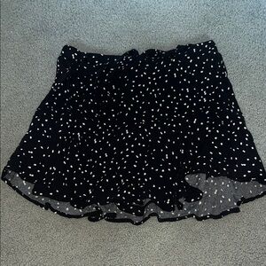 Black Polka Dot Ruffle Mini Skirt